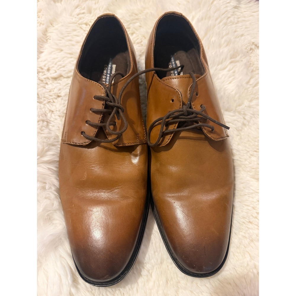 Giorgio Brutini Mens Tan Leather Derby Dress Shoes Memory Tech Comfort 11.5M - Picture 1 of 9